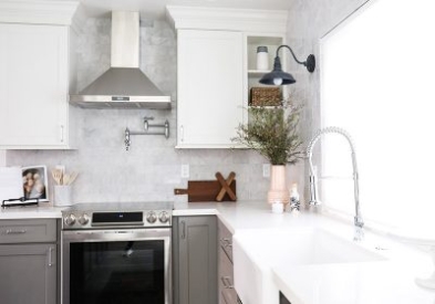 Gray and White Cabinets Shine in the California Sun