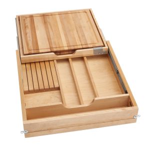 Rev-a-Shelf - Wood Knife Organizer and Cutting Board Replacement Drawer System w/Soft Close - 4KCB-24HSC-1