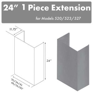 ZLINE 24 in. Chimney for 30 in. Under Cabinet Hoods - 520/523/527-30-2FTEXT