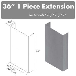 ZLINE 36 in. Chimney for 30 in. Under Cabinet Hoods - 520/523/527-30-3FTEXT