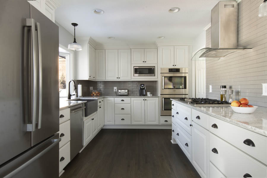 3d rendering of cliqstudios kitchen design with white shaker cabinets and green kitchen island with seating