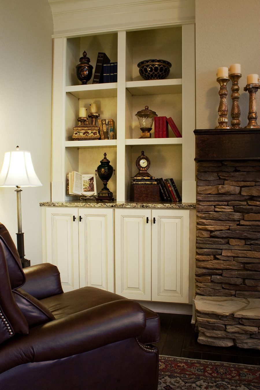 living room fireplace cabinetry shelving display