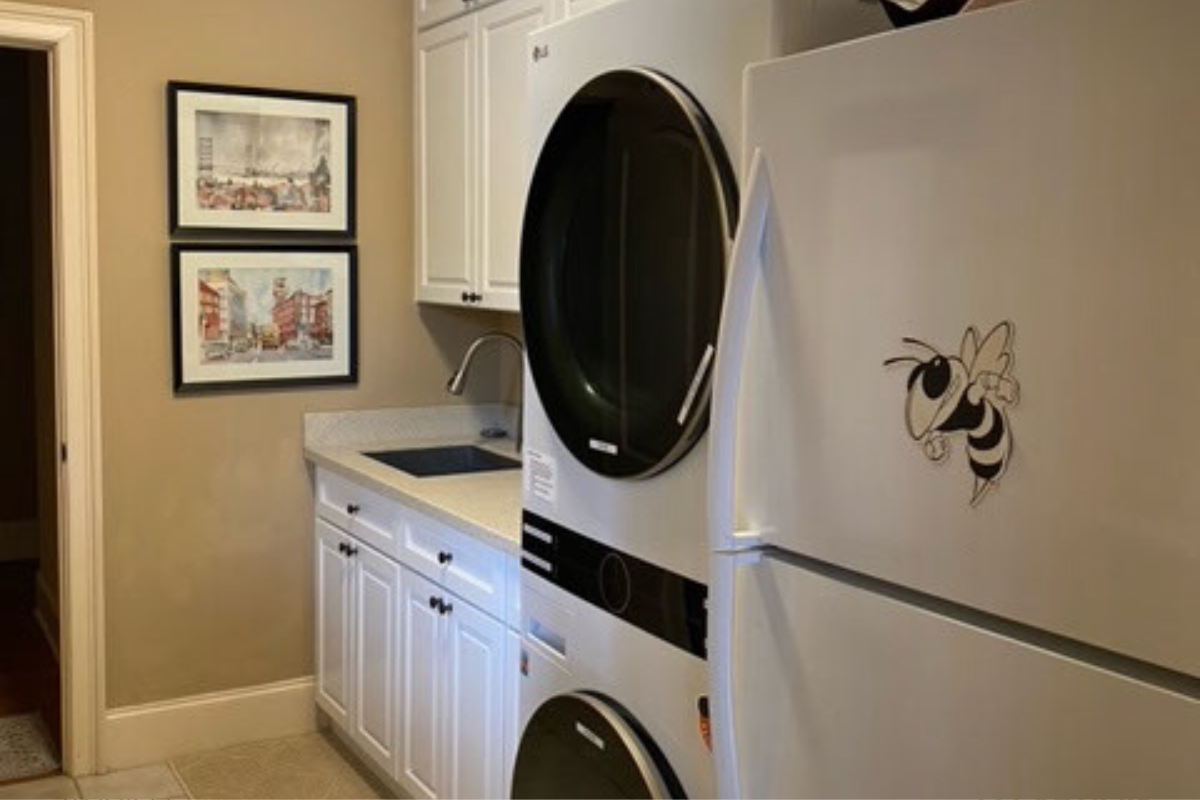 Decorative Stacked Laundry Room Cabinet Design