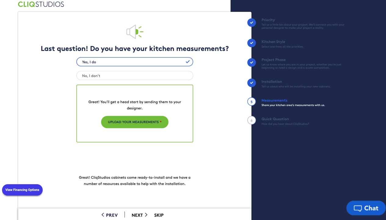 Kitchen cabinet design form submission