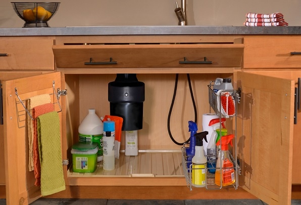 With the Super Sink Base, clean-up is more efficient and clutter out of sight. The package includes pullout baskets, a 3-bar towel rack, a gallon-capacity drip liner and a tip-out tray for small items