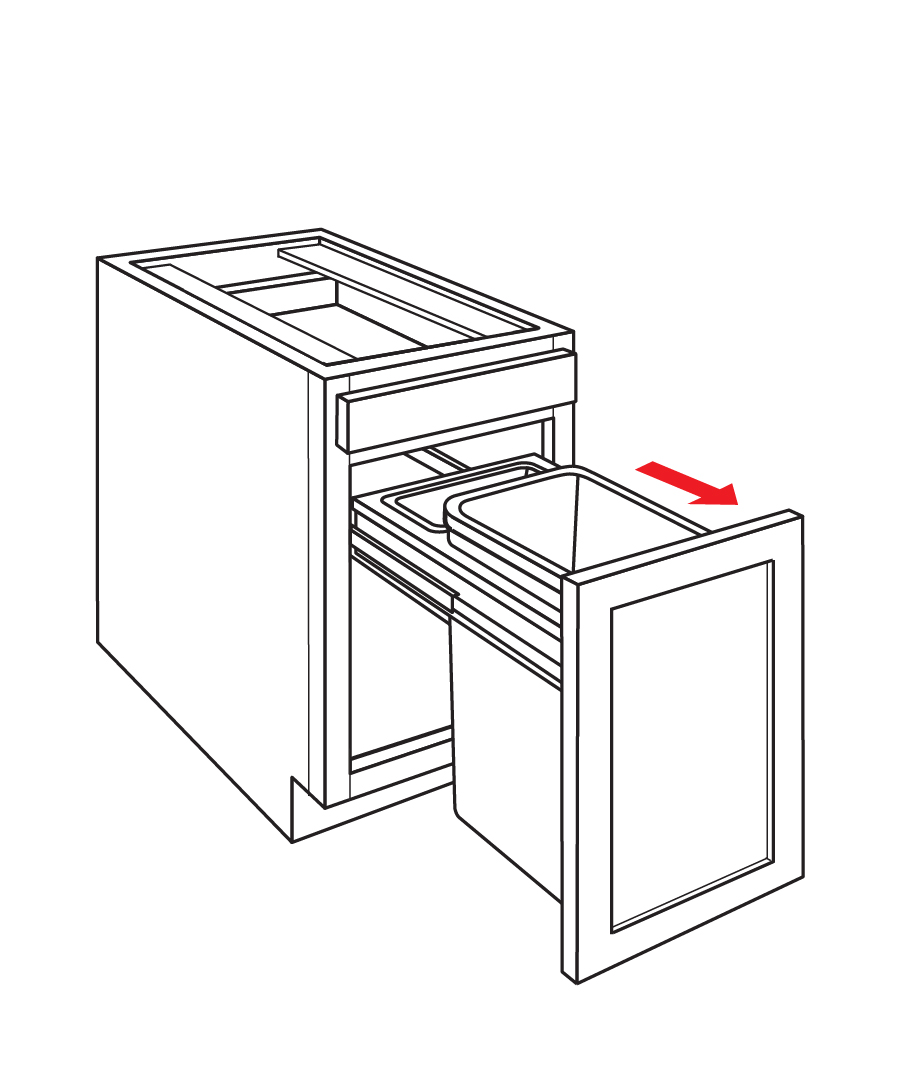 Shaker style trash pull-out kitchen cabinet