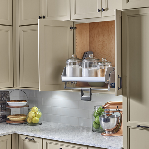 Wall pull-down shelf kitchen cabinet with handle