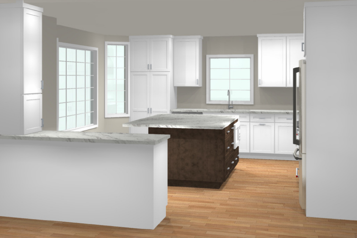 CliqStudios kitchen design packet in Newport Lily and Chai