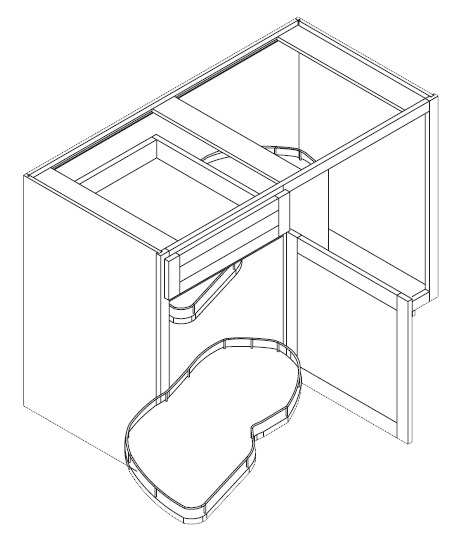 White shaker blind corner base kitchen cabinet with pull-out trays