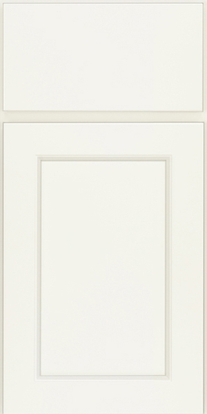 White shaker door style in painted white finish with cream undertones