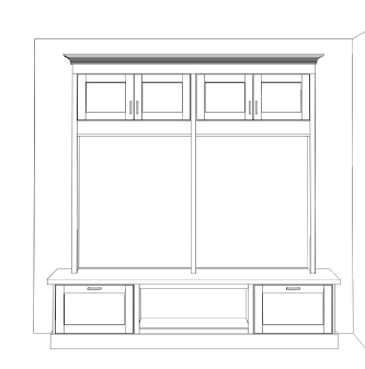 Mudroom cabinetry design for the MinnePHit House