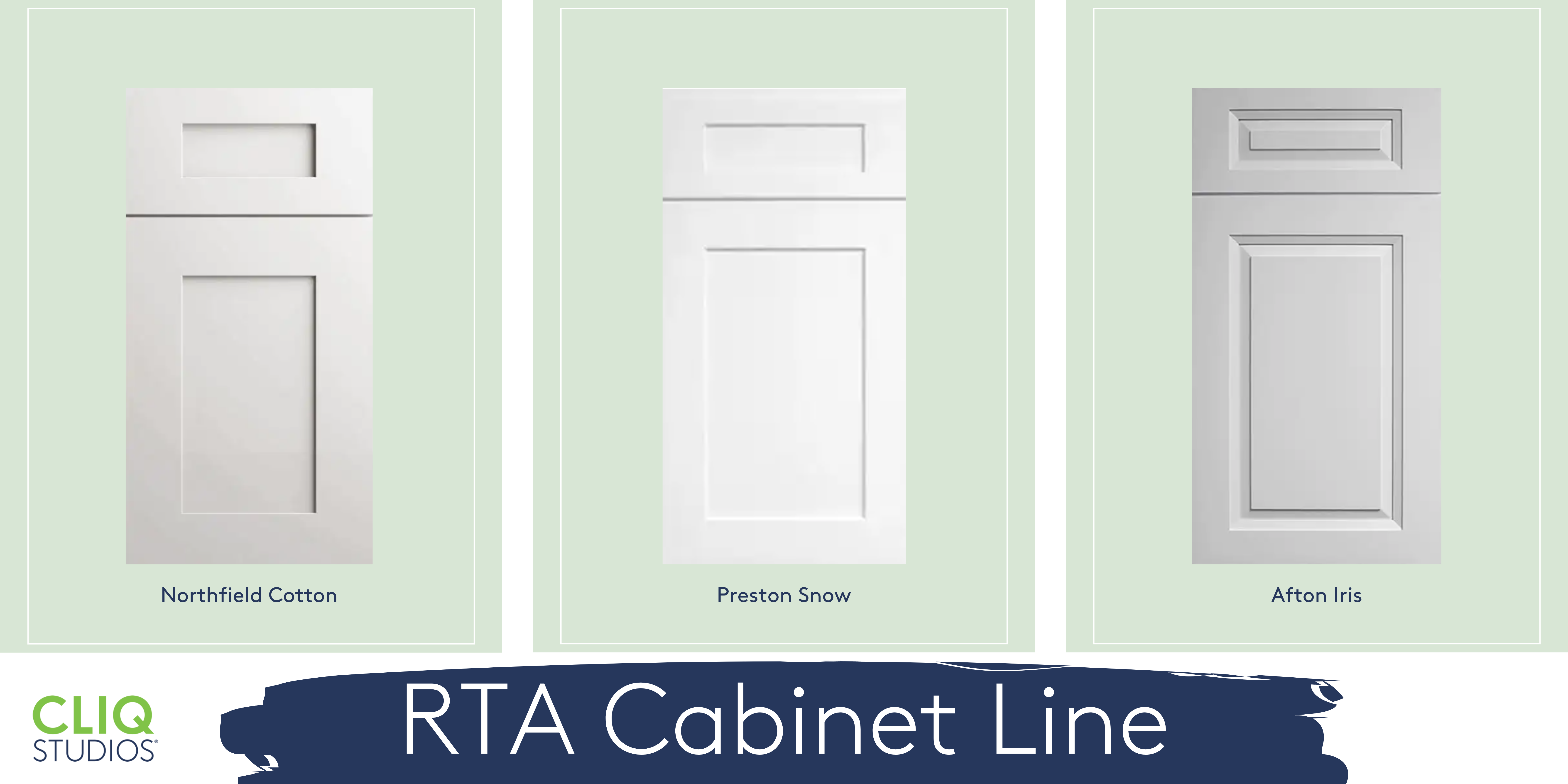 CliqStudios white painted RTA kitchen cabinet finishes banner