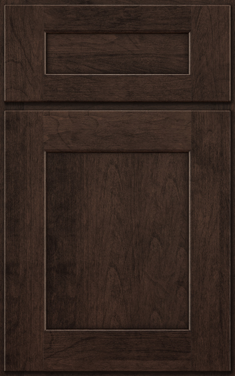 Chauncy decorative cabinet shown in deep brown stain called Hearth