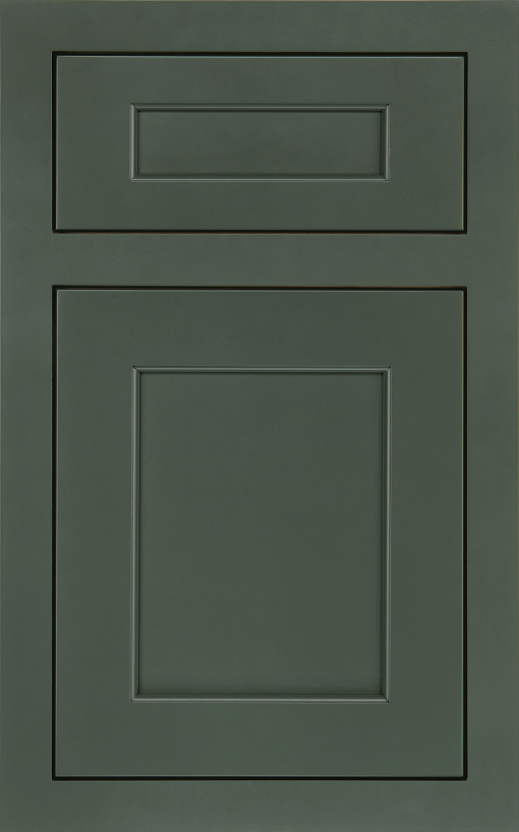 Talbot inset Shaker cabinet shown in rich green paint called Eucalyptus