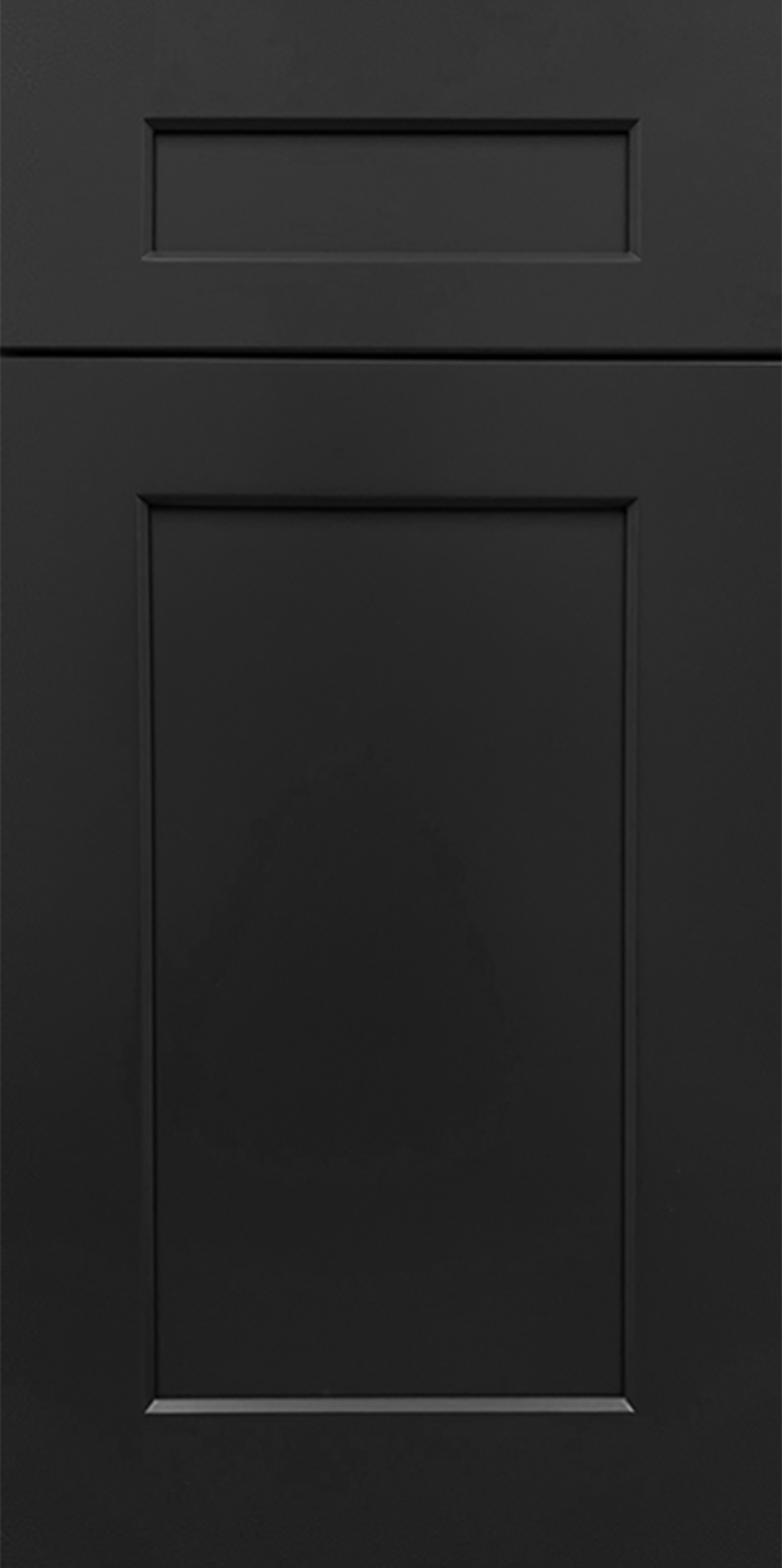 Black shaker cabinet door with matching 5-piece drawer front