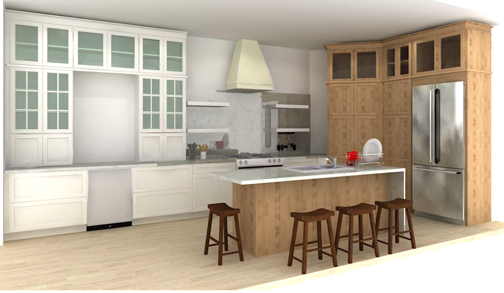 CliqStudios kitchen design packet in Newport Lily and Fossil