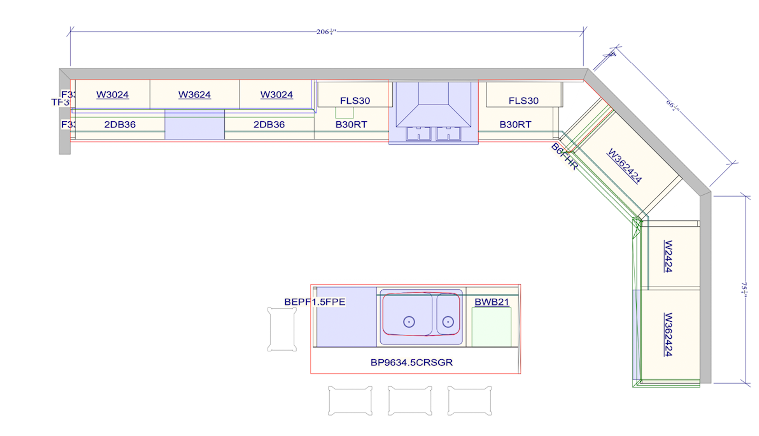 CliqStudios kitchen design packet floor plan