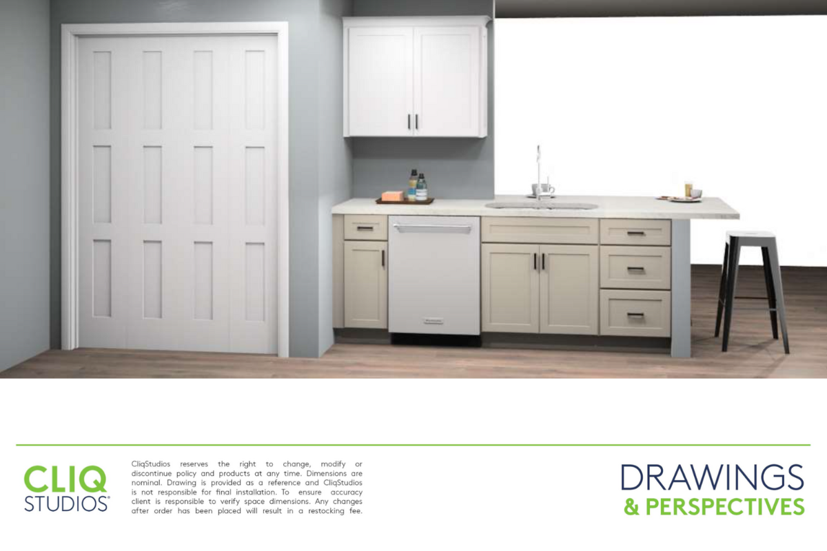 CliqStudios design packet rendering of two-tone white and light gray kitchen sink wall