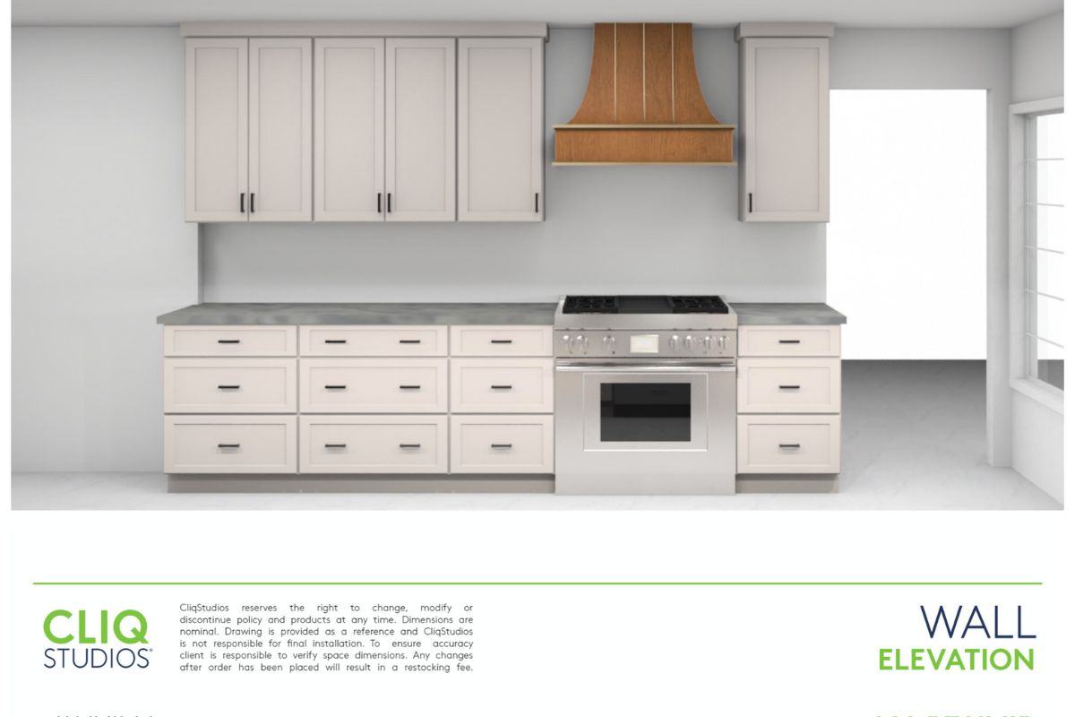 CliqStudios design packet rendering with white shaker cabinets