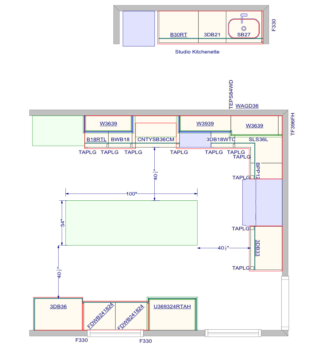 CliqStudios kitchen design packet floor plan