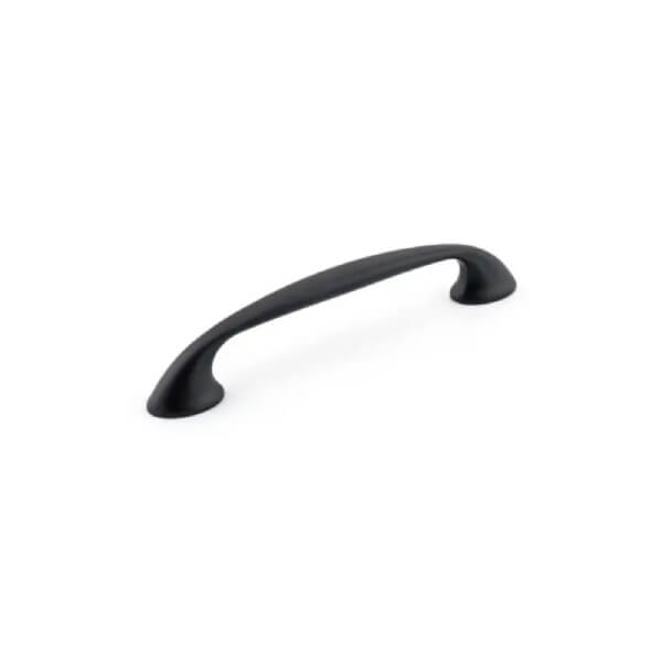 Curved matte black bar pull