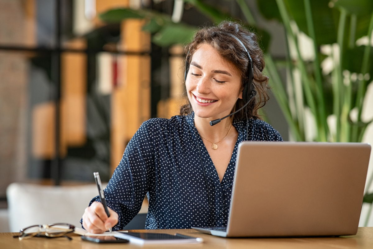 Designer helping a customer over the phone