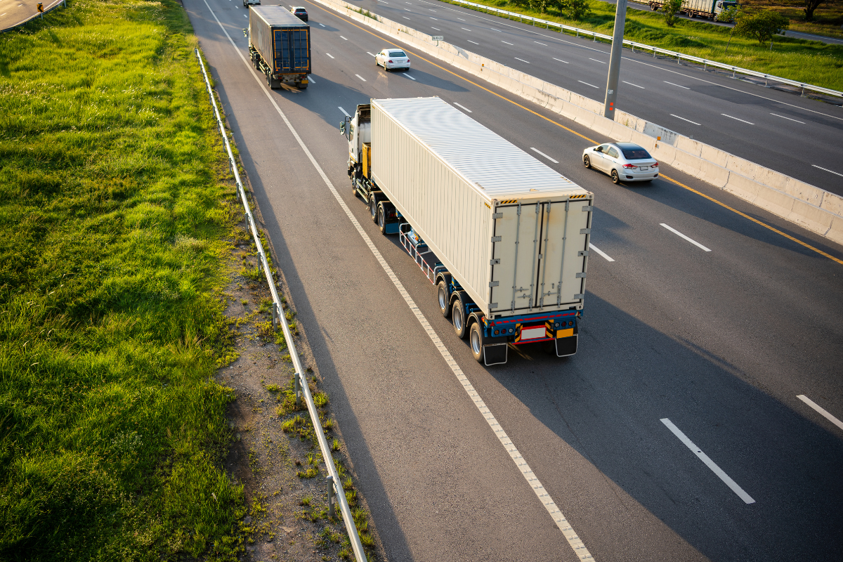 Freight truck driving on the interstate