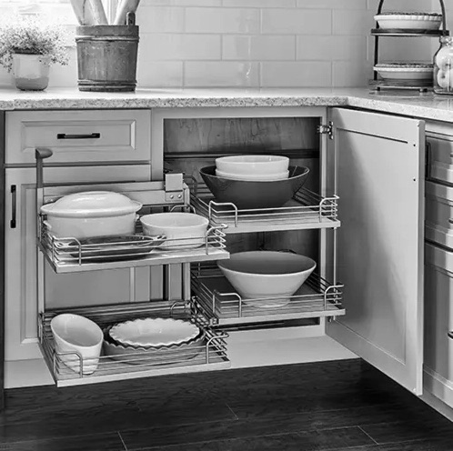 Shaker blind corner base pull-out kitchen cabinet