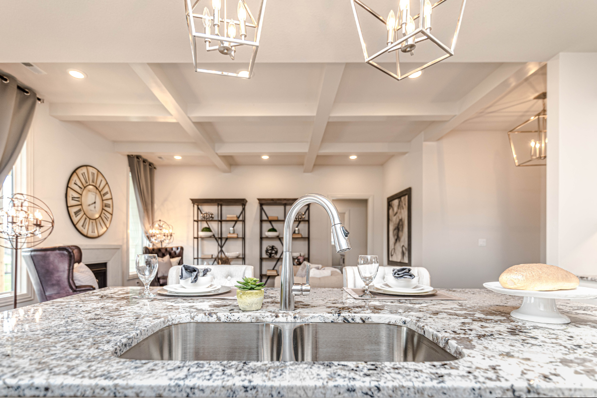 Kitchen island granite countertop with sink