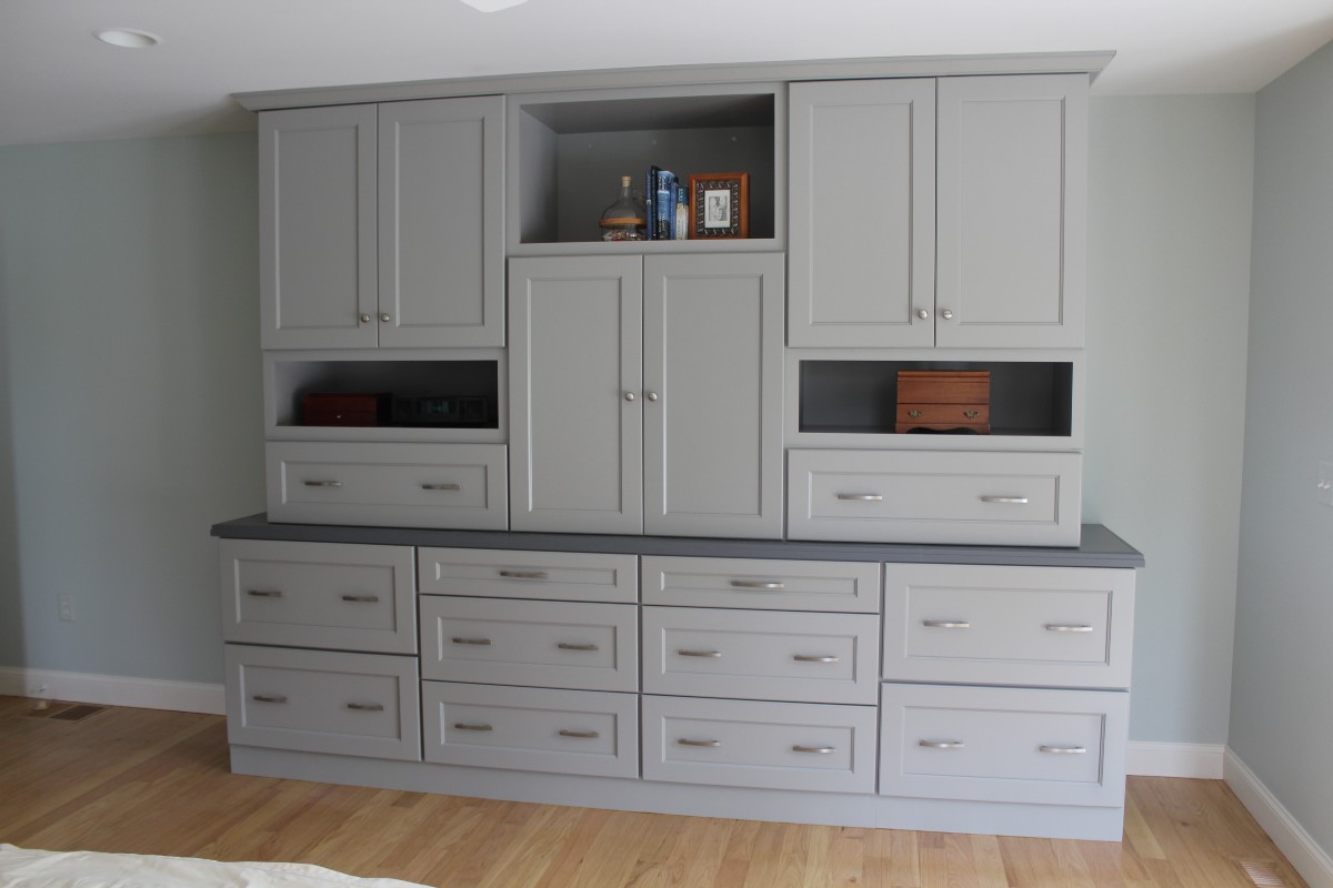 Light gray shaker entertainment center cabinets