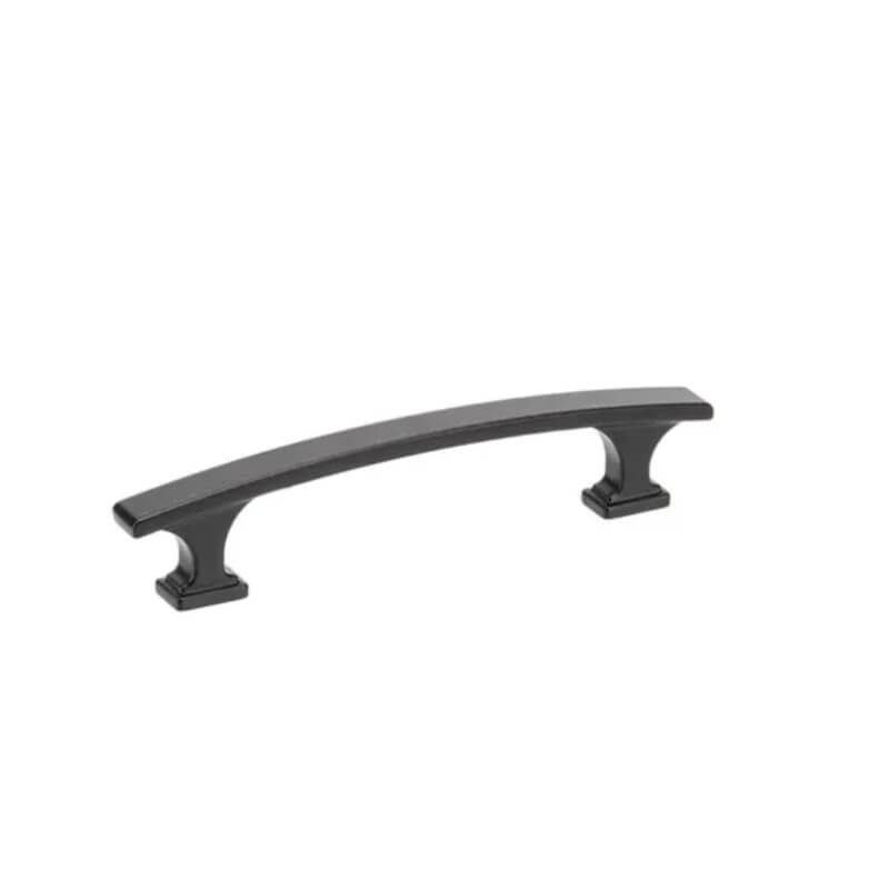 Matte black bar pull cabinet hardware with curved edges