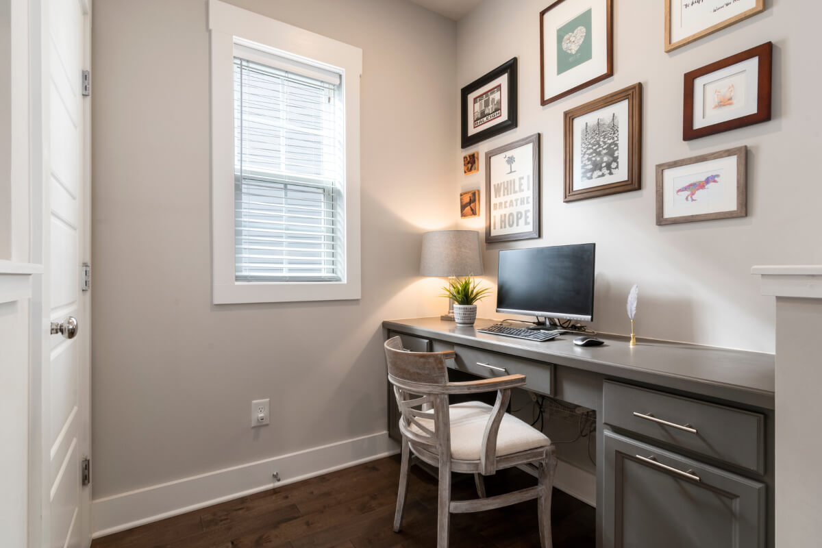 Gray shaker office cabinets