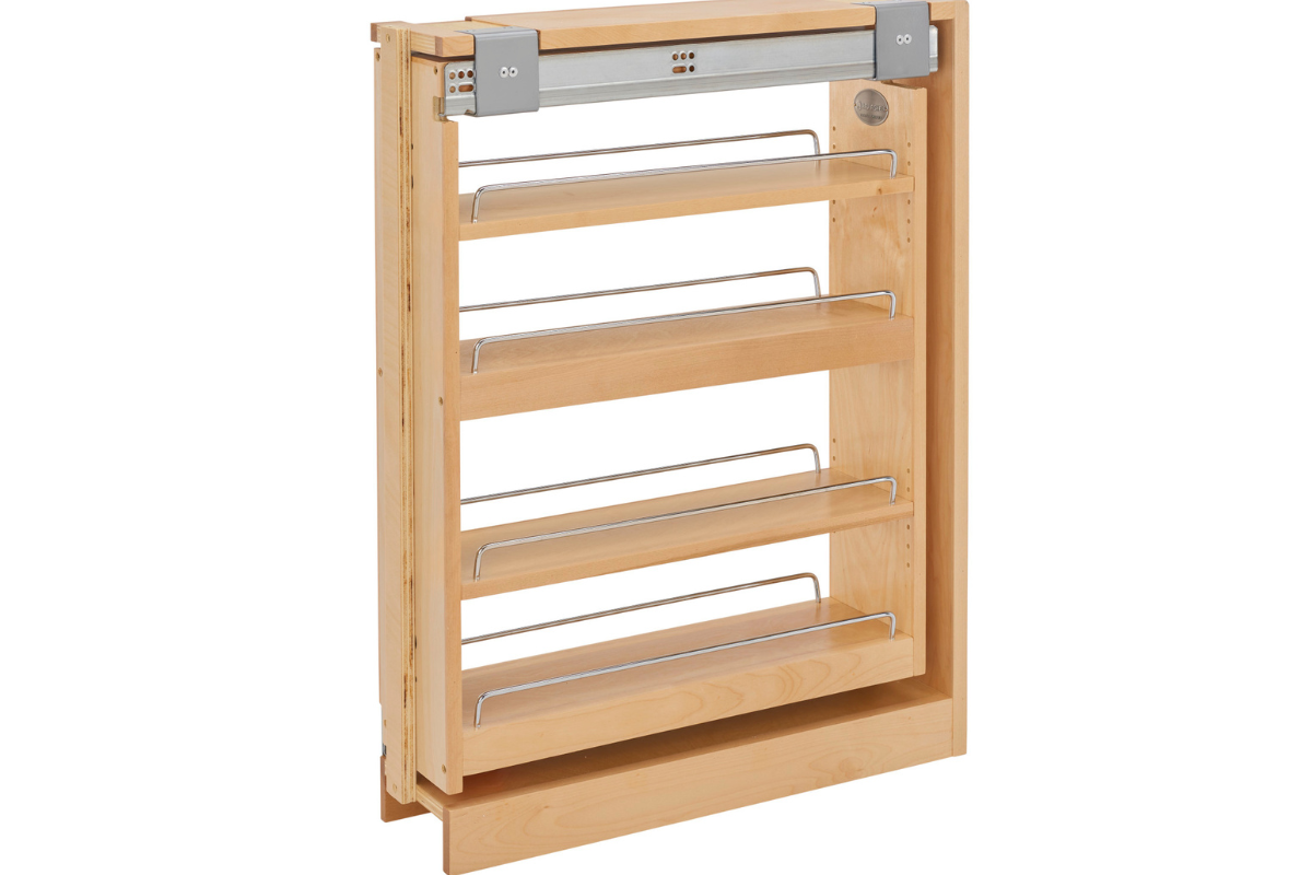 Rev-A-Shelf pull-out wood base cabinet organizer for spices and oils