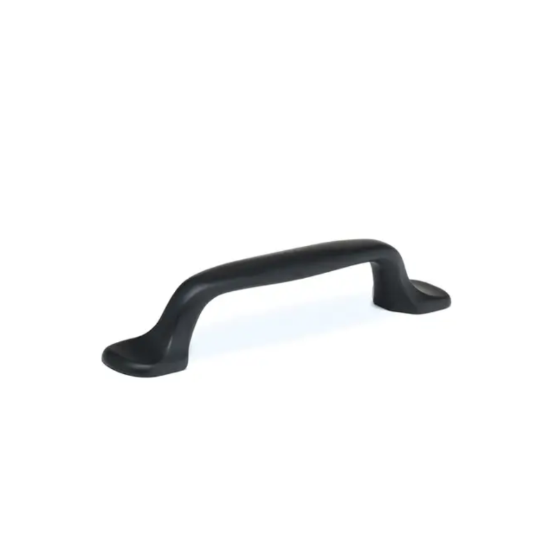 Traditional matte black metal pull Traditional matte black metal pull with curved features