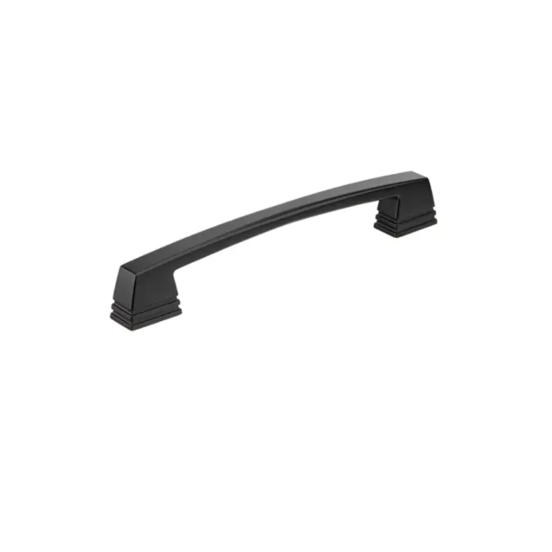 Matte black transitional metal pull Transitional metal pull with decorative features in matte black