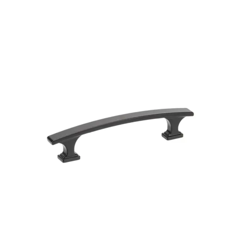 Curved matte black cabinet pull Curved matte black pull in transitional style