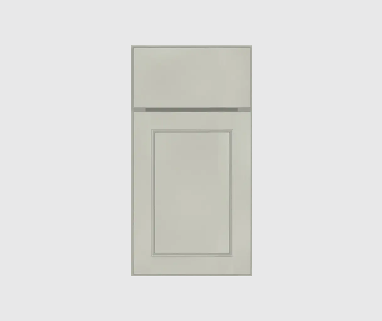 Beaded shaker door style in light gray opaque stain