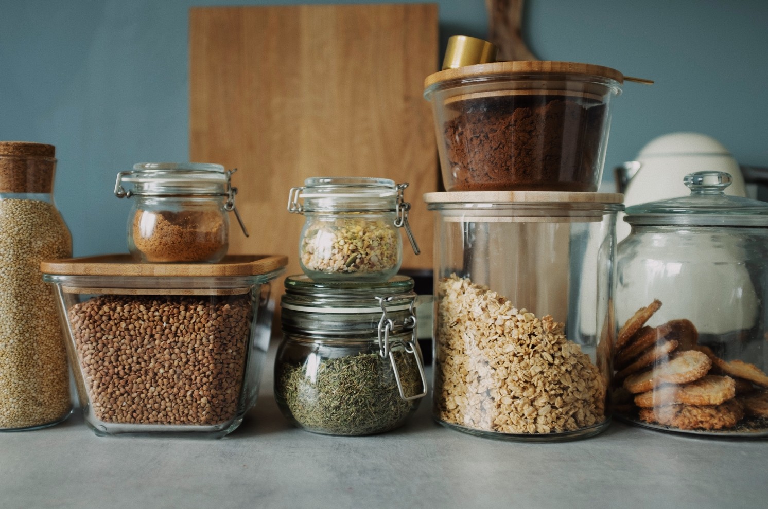 Glass jars for pantry food storage