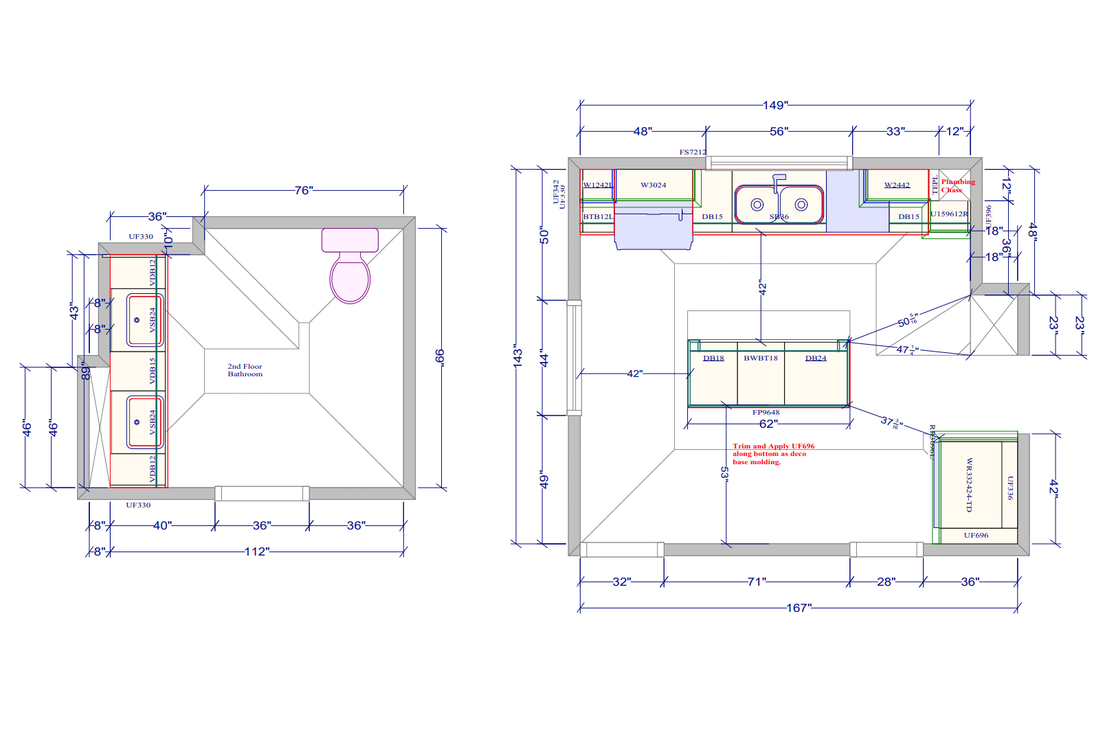 Kitchen remodel and bathroom remodel floor plans