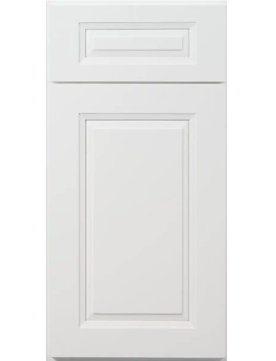 White raised panel door style with matching drawer front