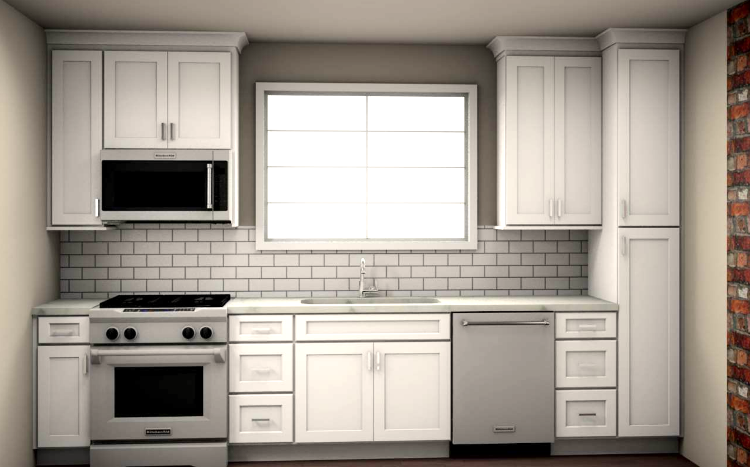 Shaker white kitchen sink elevation