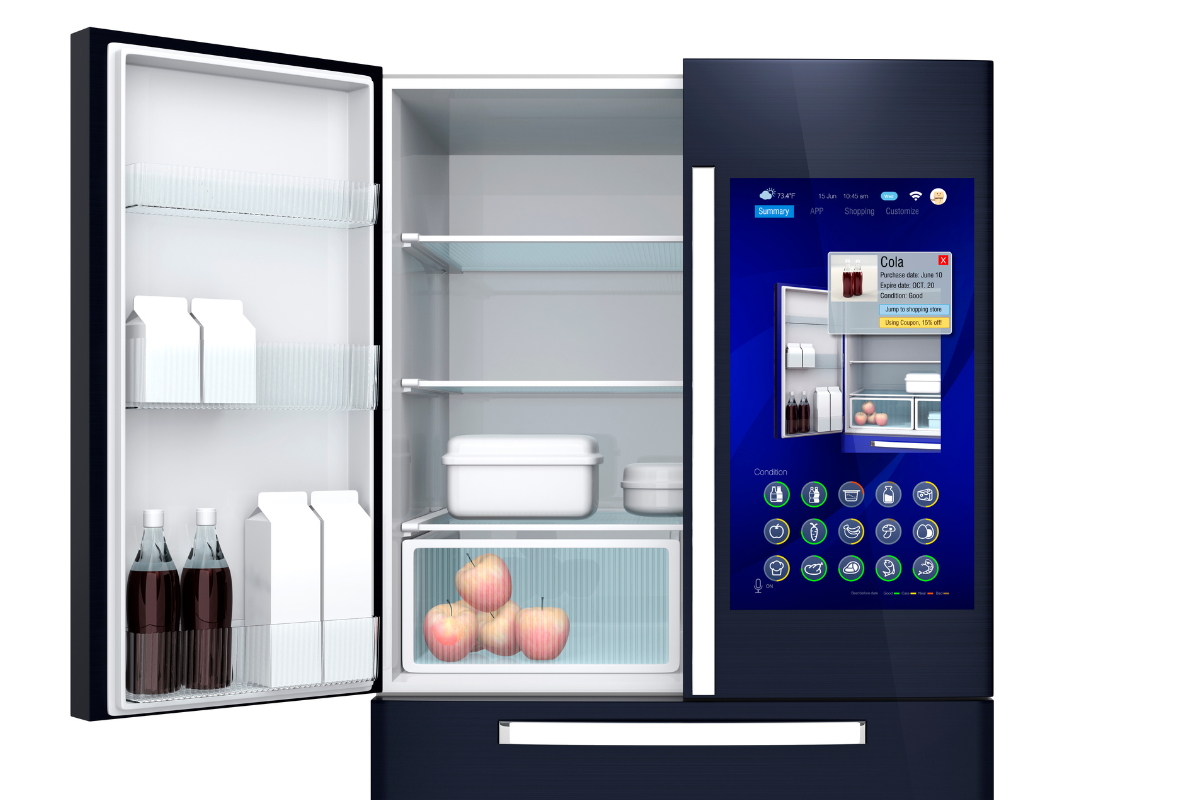 Smart french door refrigerator with control panel on the front