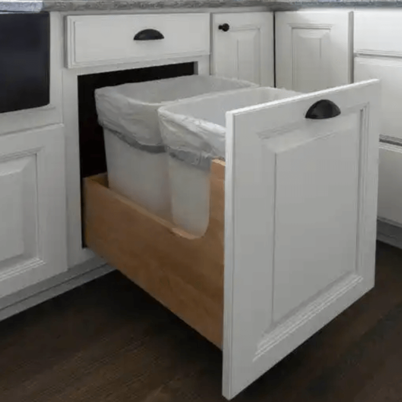 Wastebasket Cabinet Pull-Out with two 35-quart trash bins