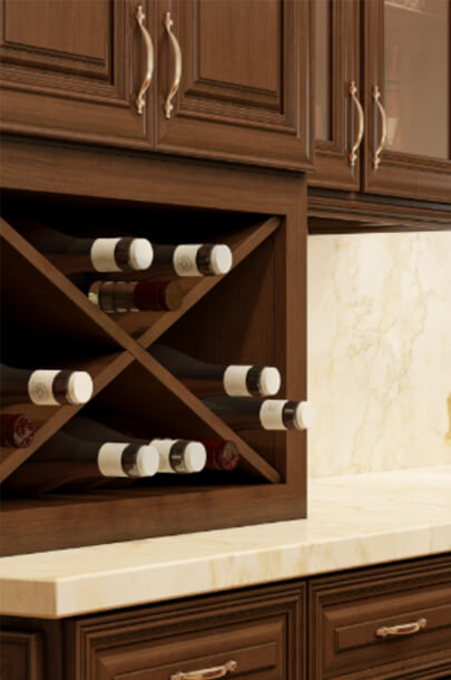 Enhance your cabinets with beautiful wine cubbies.