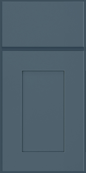 Wide shaker door style in blue painted finish