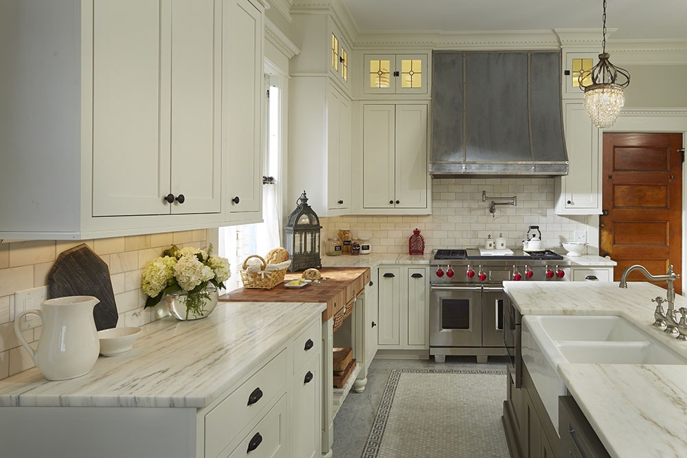 Kitchen with Inset Door Shaker Cabinets and Island