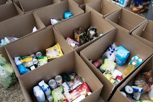 Boxes of donation items