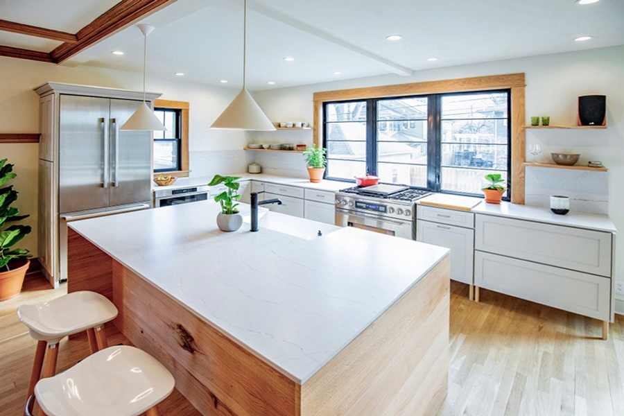 White Kitchen with Island