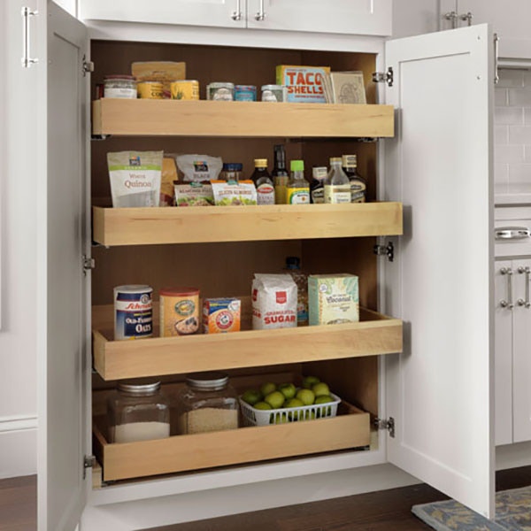 Roll-out tray pantry kitchen cabinet