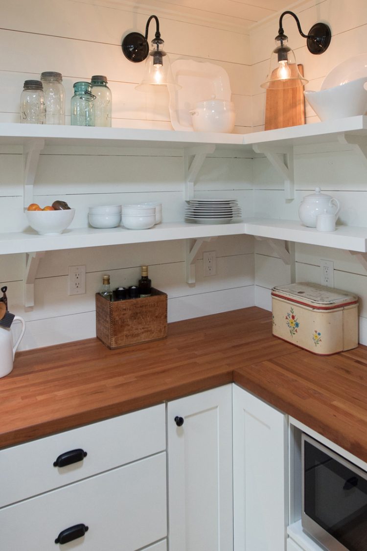 Corner Lazy Susan under butcher block countertops